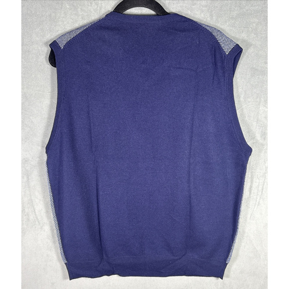 Paul Frederick Silk/Cashmere Blue‎ Sweater Jumper Vest Men's Large Preppy Golf - Picture 2 of 4